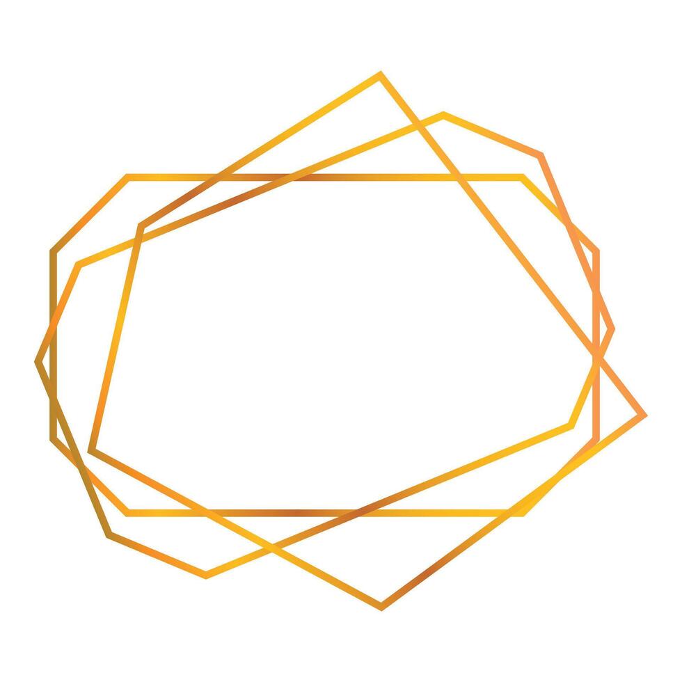 Elegant gold gradient geometric frame forming irregular shape vector