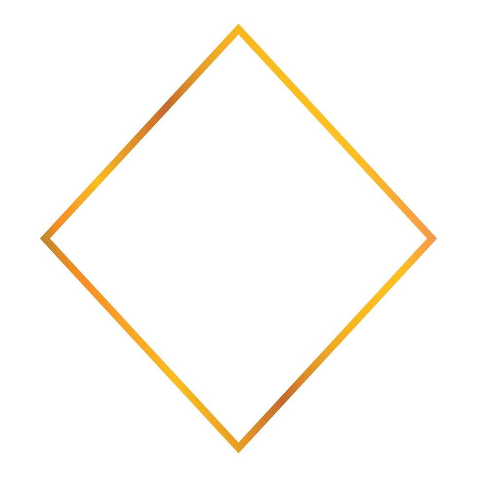 Golden gradient rhombus frame on white background vector