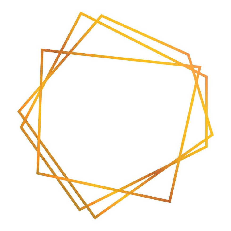 Golden gradient geometric frame forming hexagon shape vector