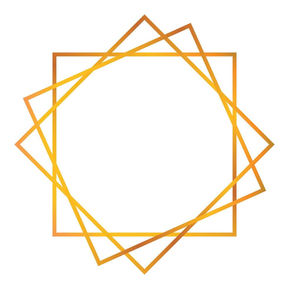 Golden gradient square frame overlapping forming star shape vector