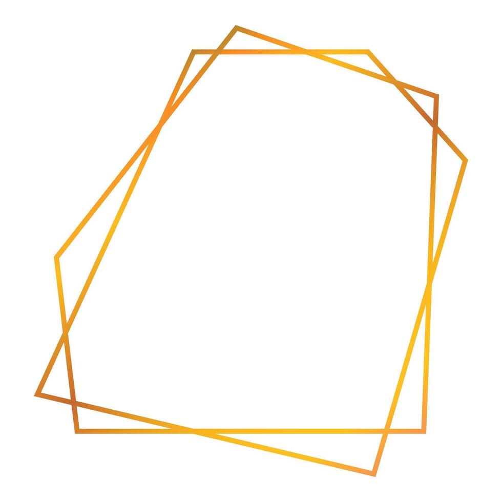 Golden gradient geometric frame forming irregular shape vector
