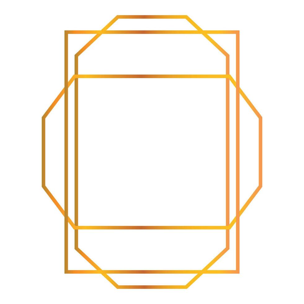 Golden gradient art deco frame forming elegant geometric shape vector