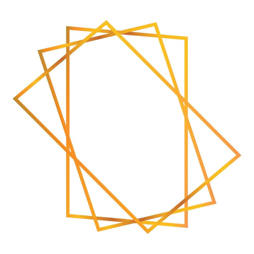 Golden gradient overlapping polygonal frames forming modern border vector