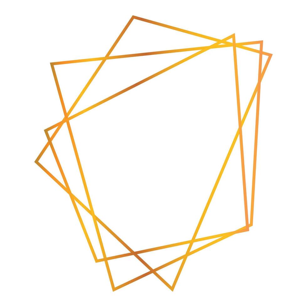 Golden gradient geometric lines forming a minimalist frame vector