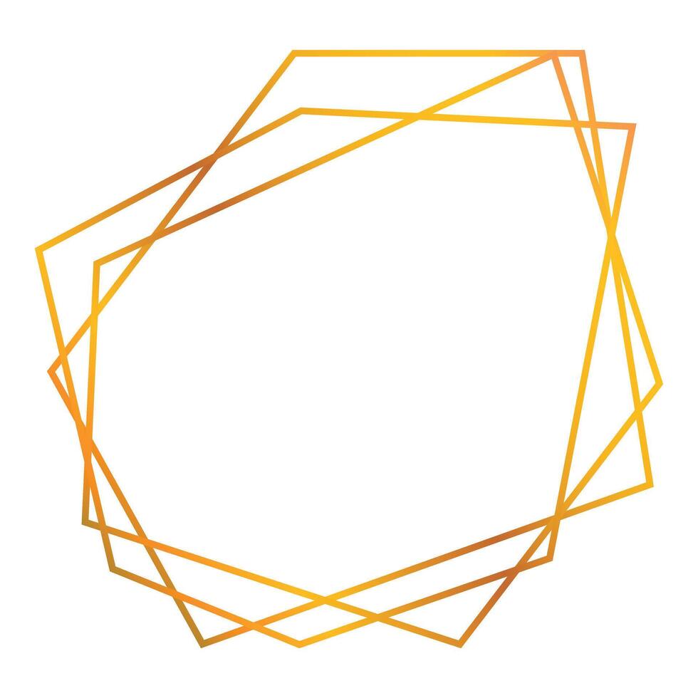 Golden gradient geometric frame forming irregular shape vector
