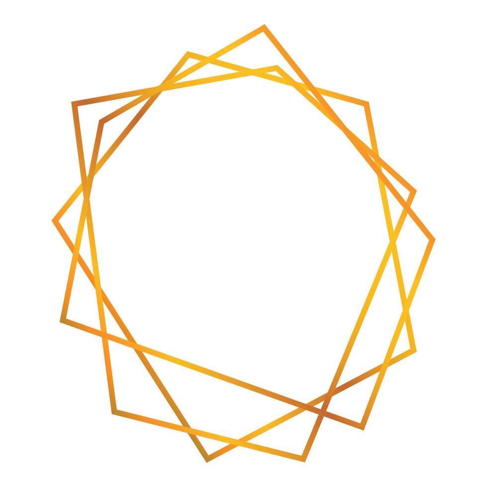 Golden gradient geometric frame forming a border on white background vector