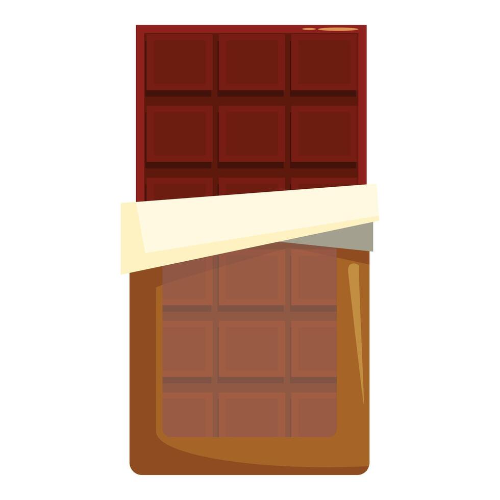 Chocolate bar wrapped in foil showing delicious inside vector