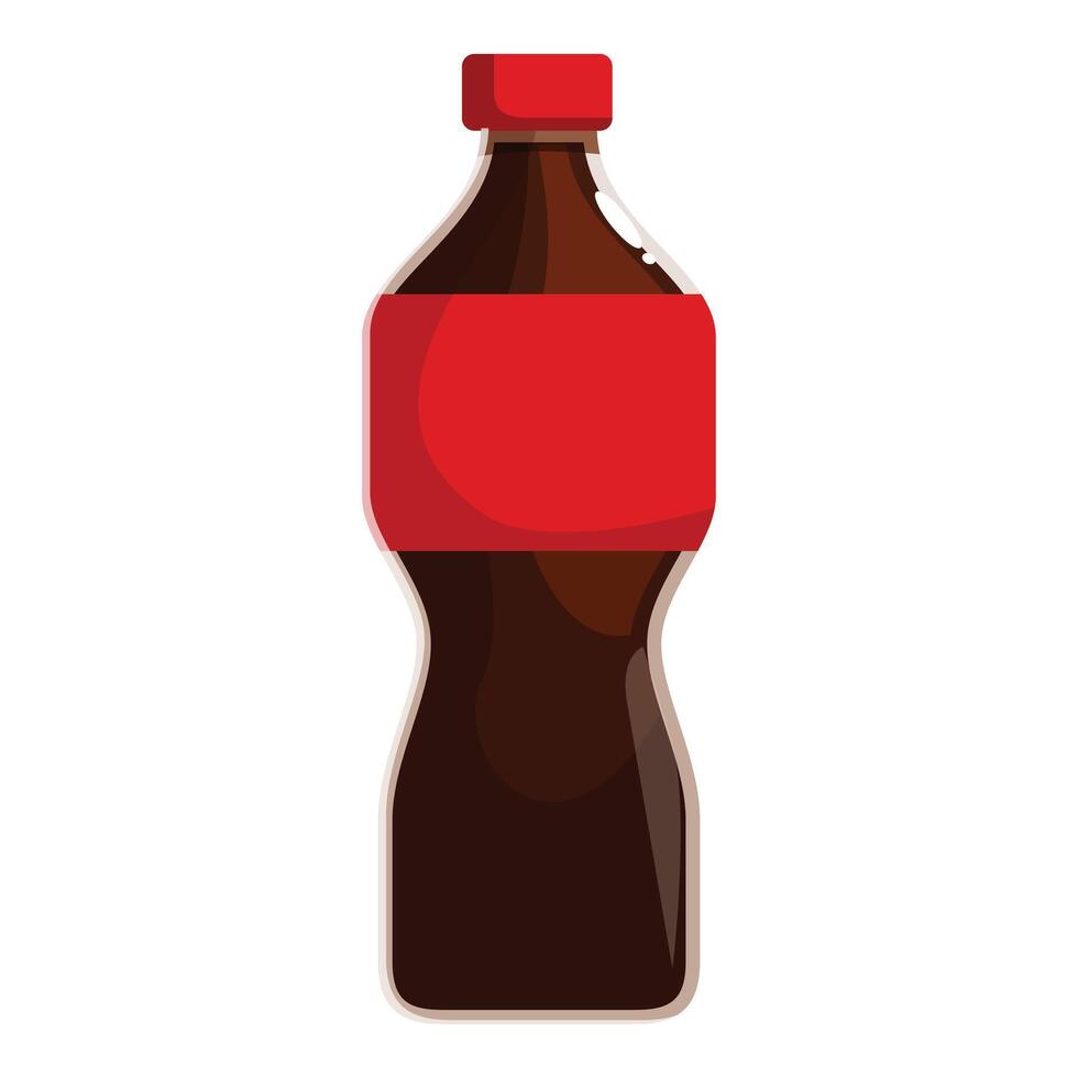 Plastic bottle with red blank label containing dark liquid vector