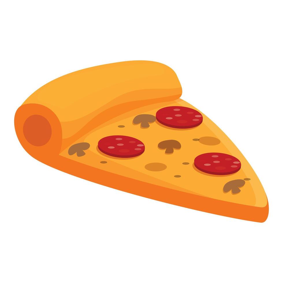 Delicious pizza slice with salami and mushrooms appetising illustration vector
