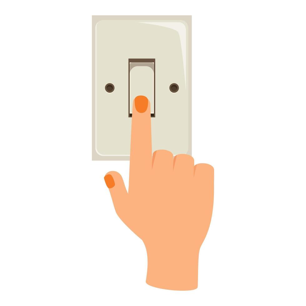 Hand turning on light switch with forefinger vector
