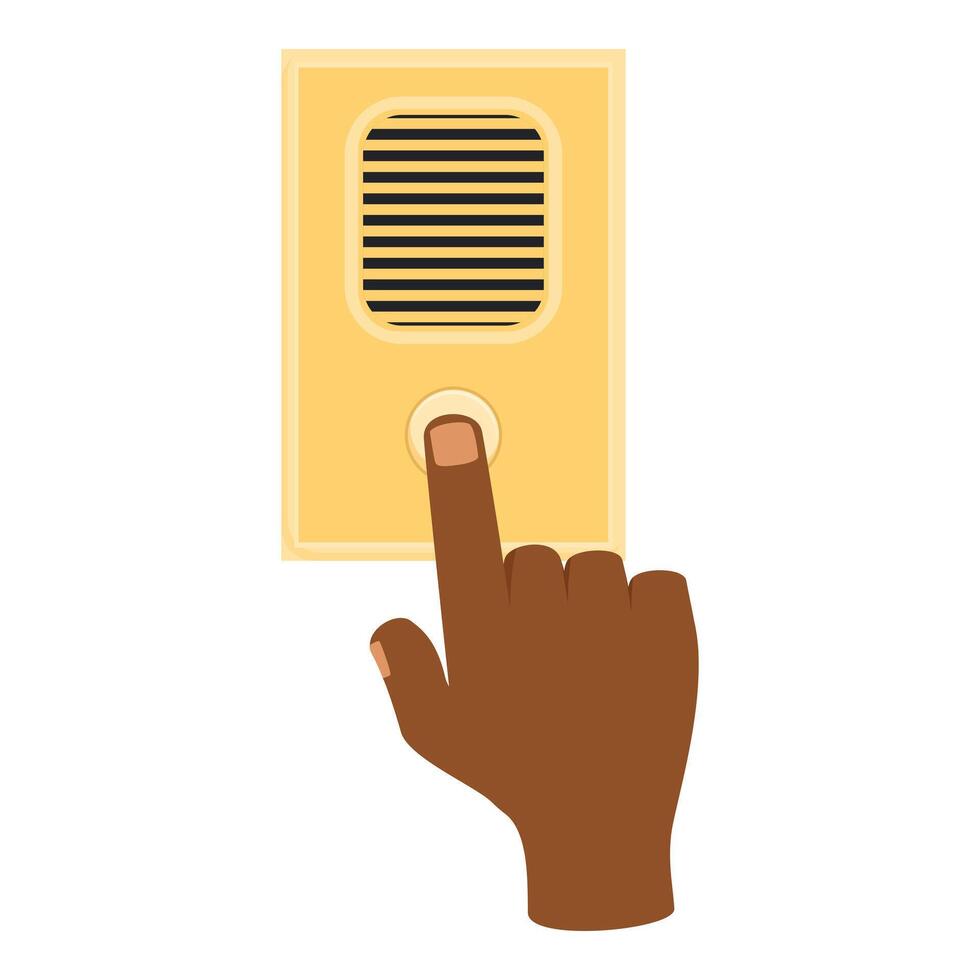 Hand pressing old fashioned doorbell button vector