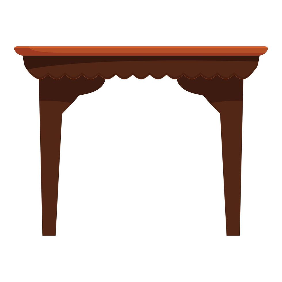 Wooden rectangular table standing on white background vector