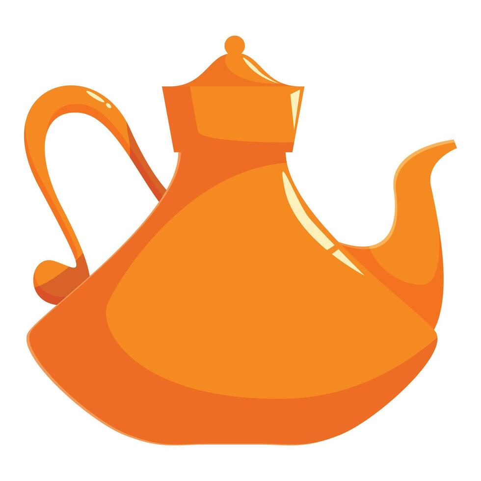 Classic orange teapot standing on white background vector