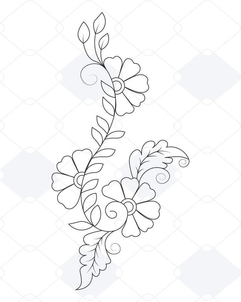A floral design is shown in this drawing vector