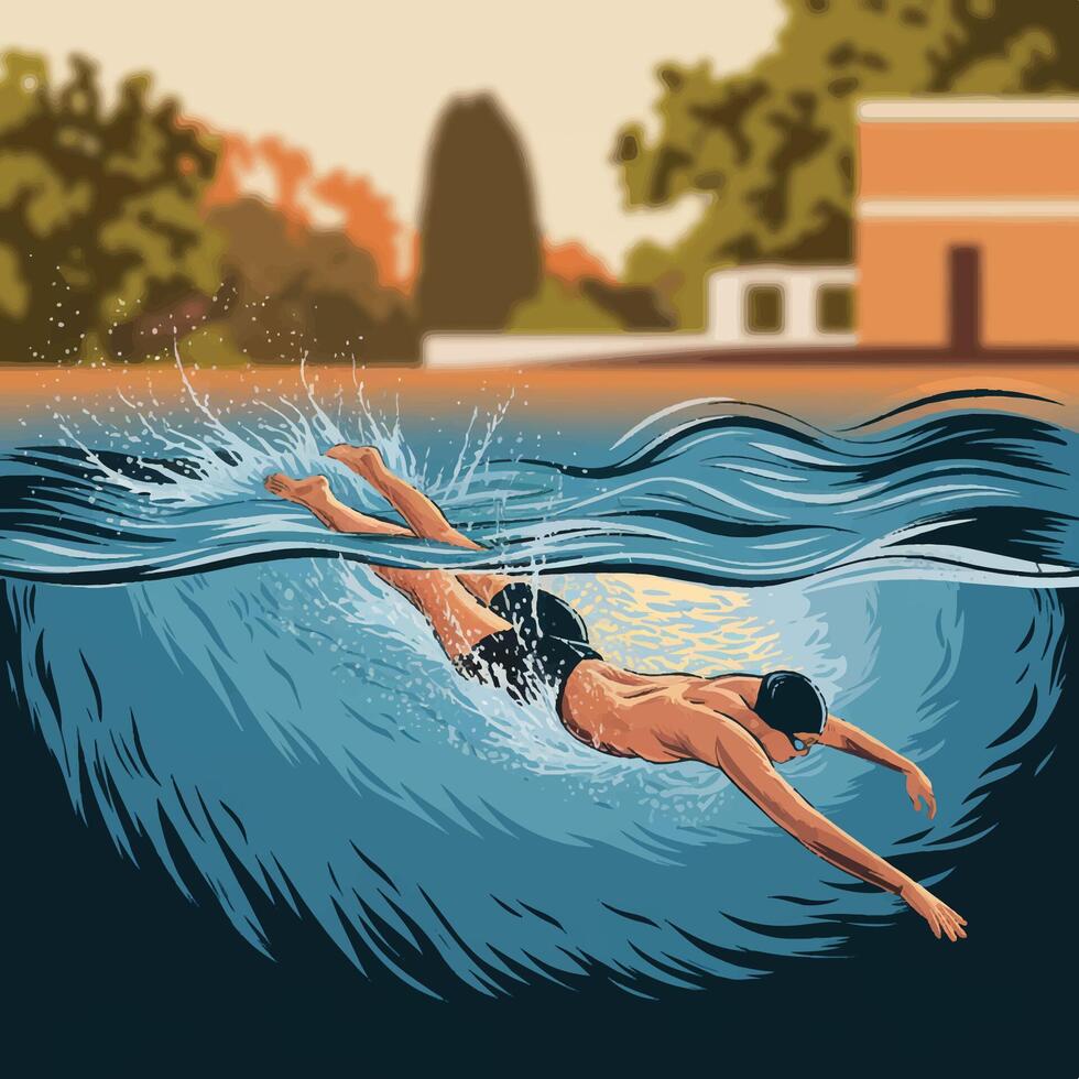 A poster of a swimmer in the water vector