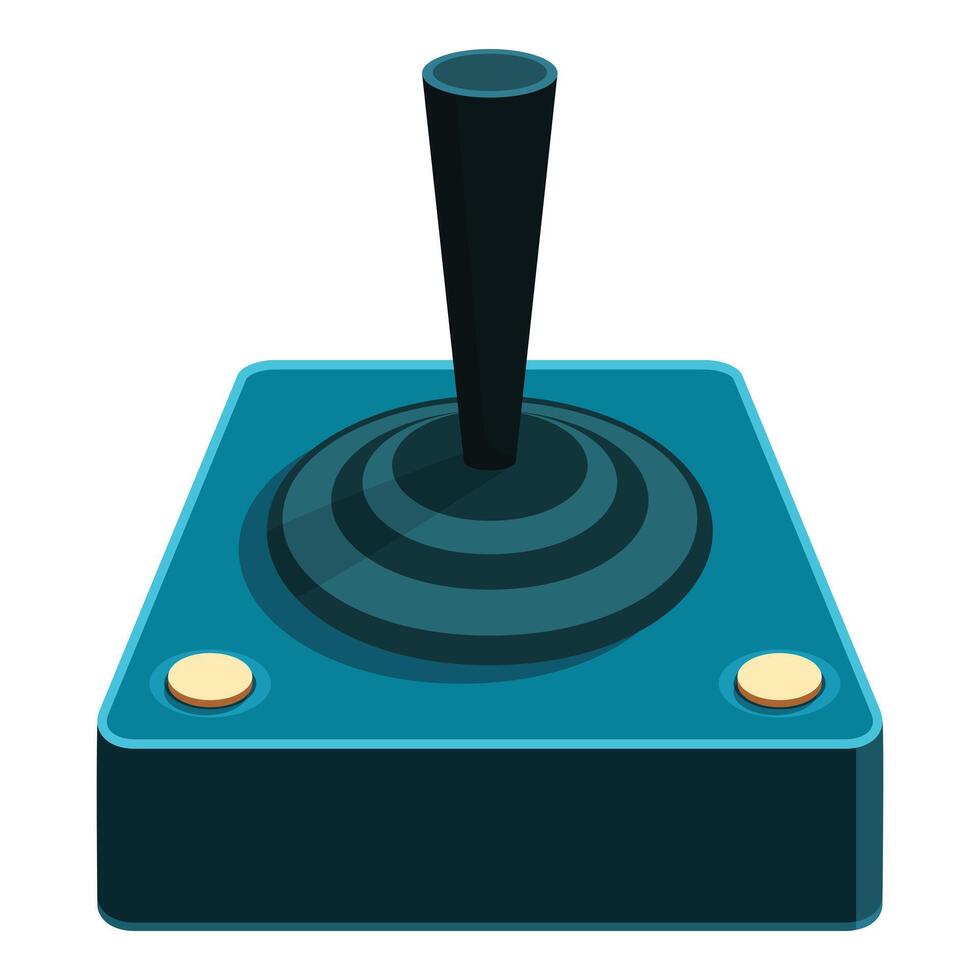 Blue retro joystick standing on white background vector