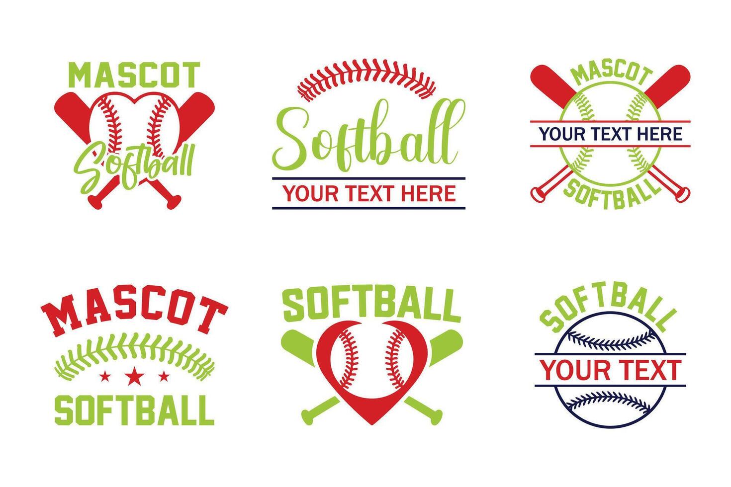 Softball logo design set vector