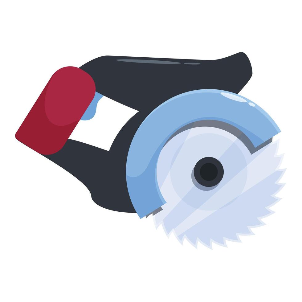 Construction worker holding powerful circular saw blade vector