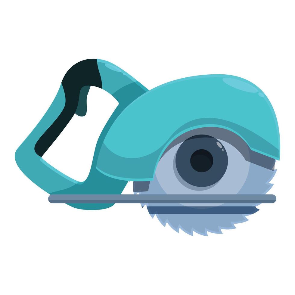 Portable circular saw cutting through something with its sharp blade vector