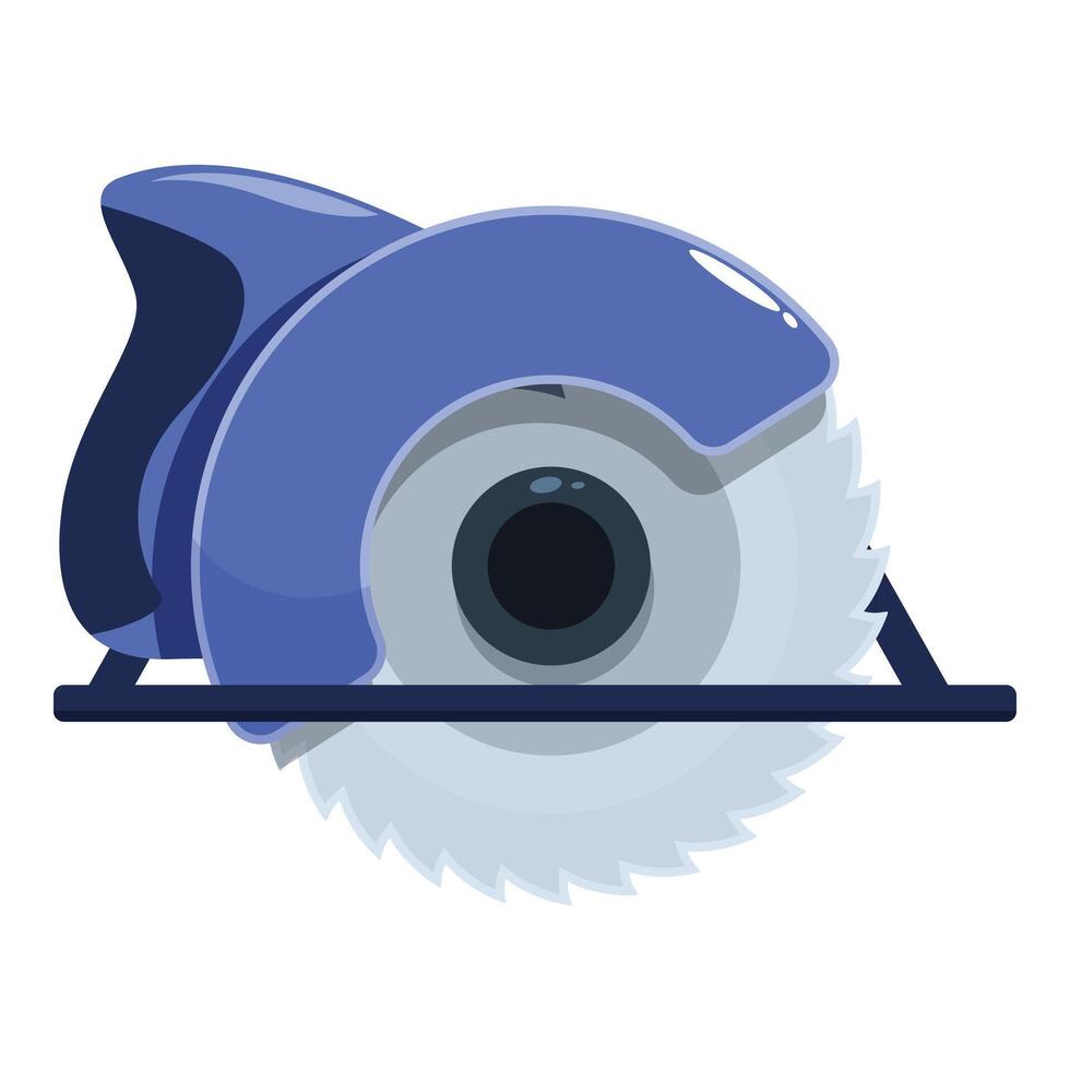 Circular saw cutting through material, construction tool icon vector
