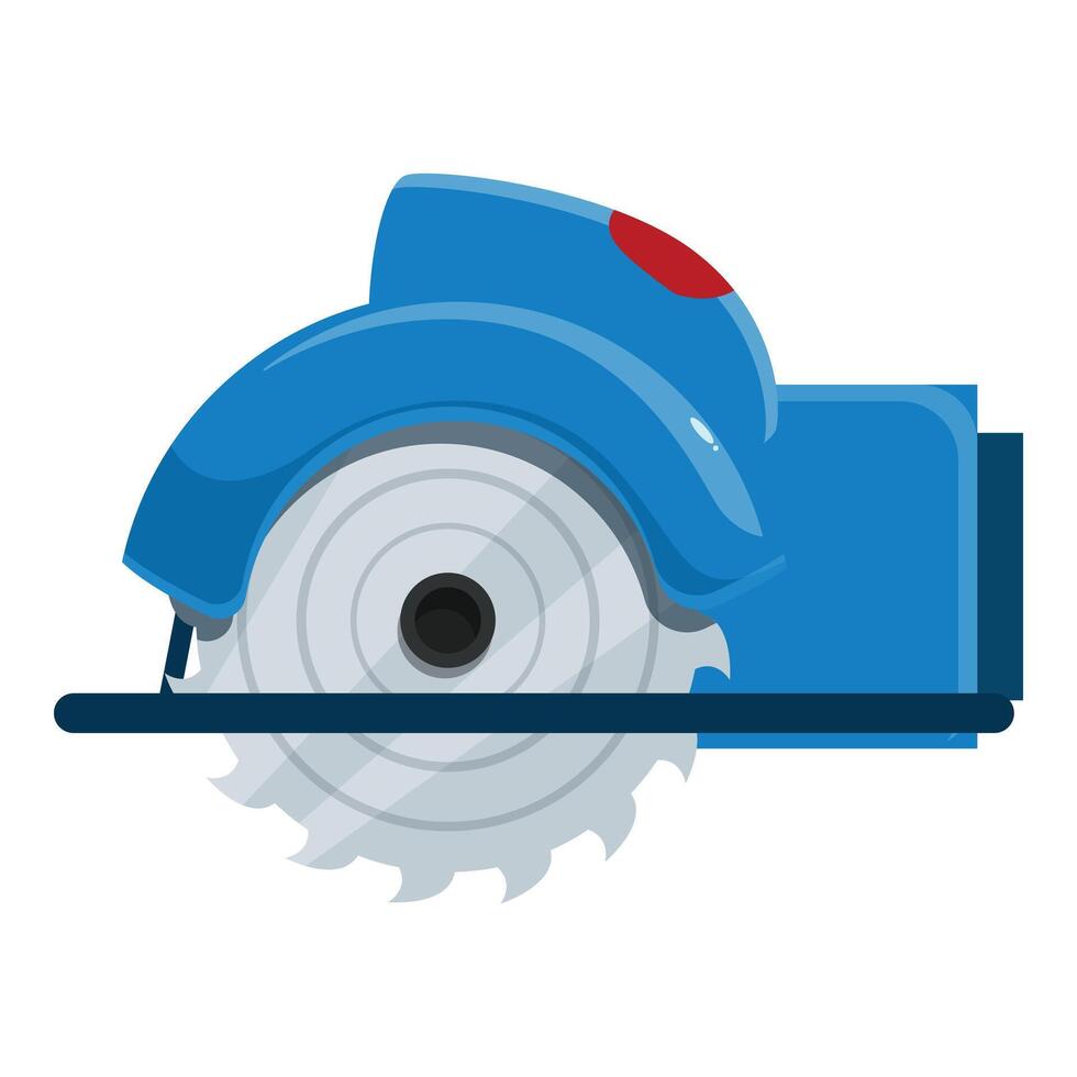 Blue circular saw cutting through metal bar vector