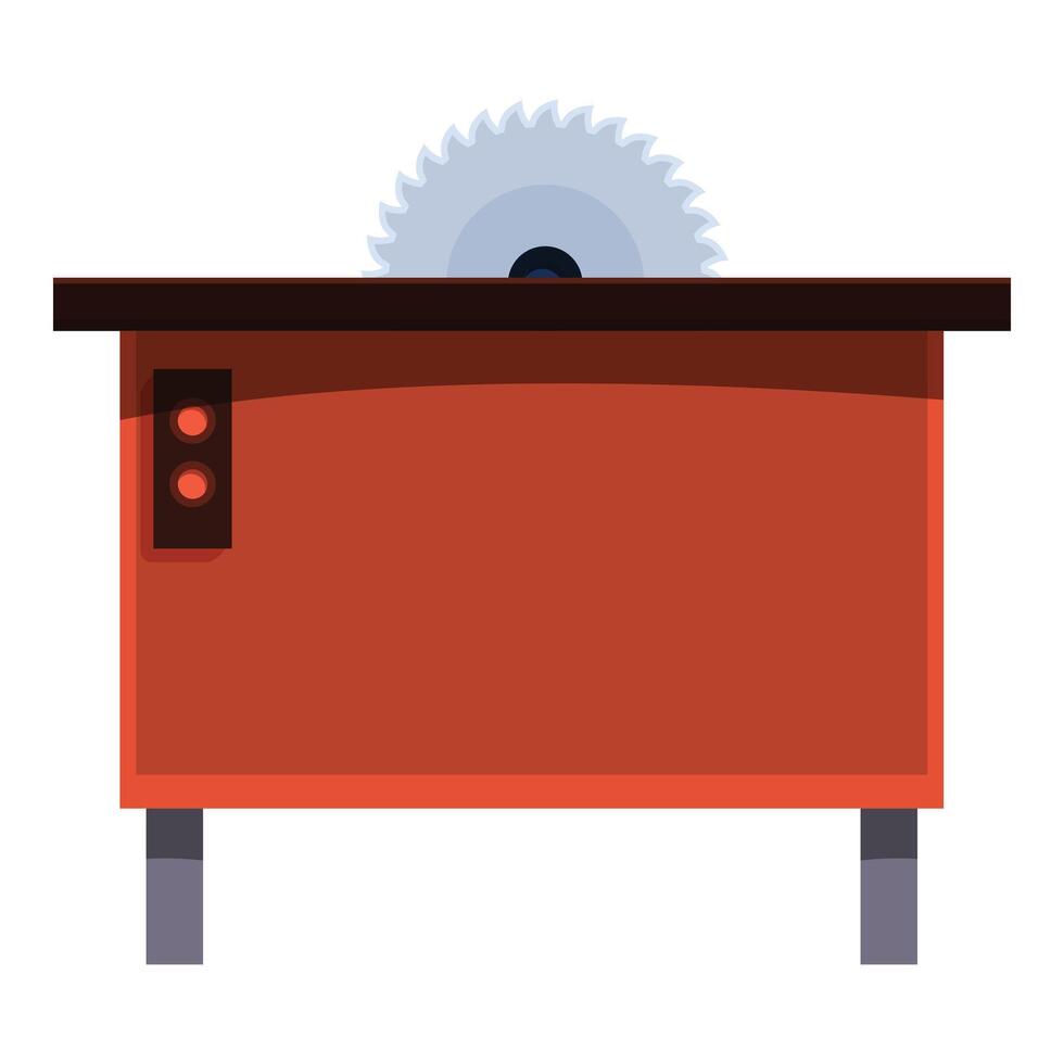 Circular saw standing on woodworking table for cutting wood materials vector