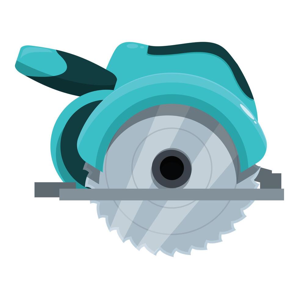 Circular saw cutting through metal bar on building site vector