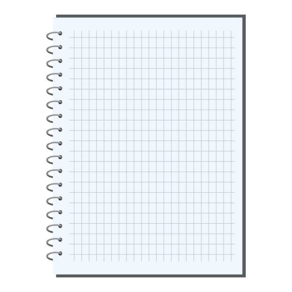 Blank spiral notepad with squared paper is open vector