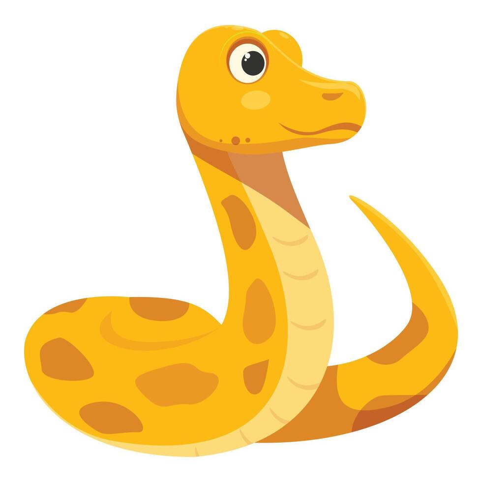 Cute yellow snake posing on white background vector