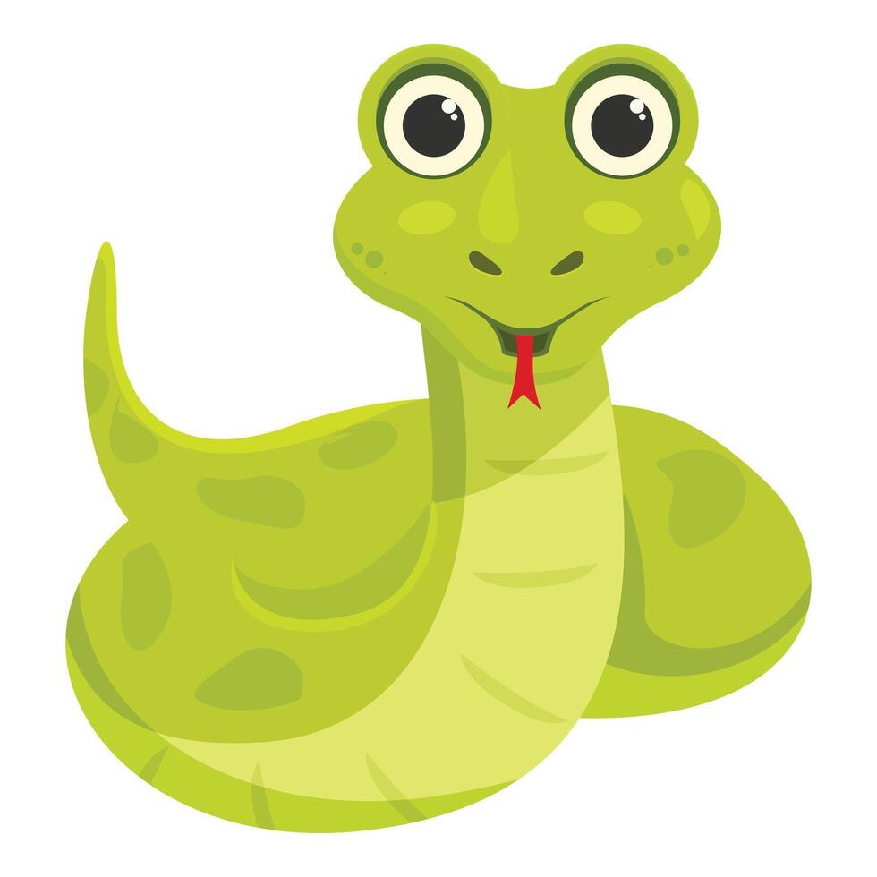 Cute green snake sticking out its tongue cartoon illustration vector