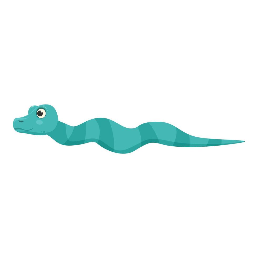 Cute green snake slithering and smiling cartoon illustration vector
