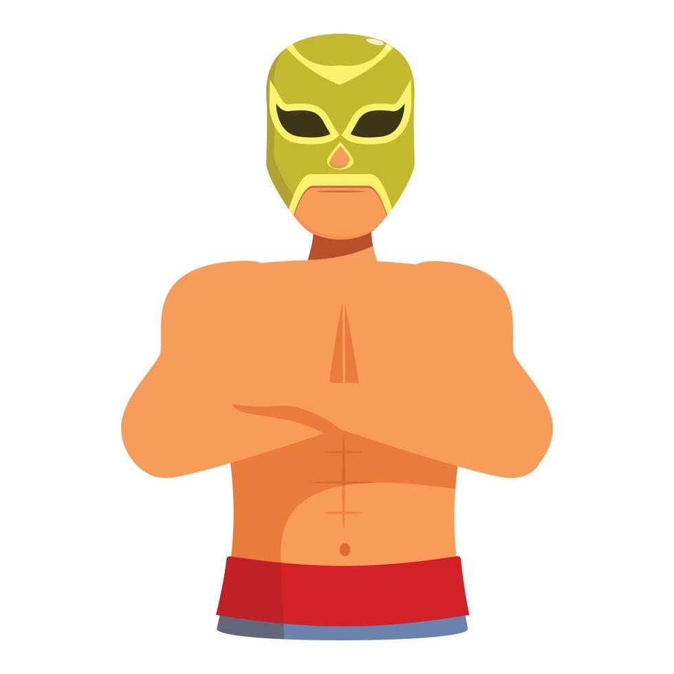 Luchador with golden mask crossing arms vector