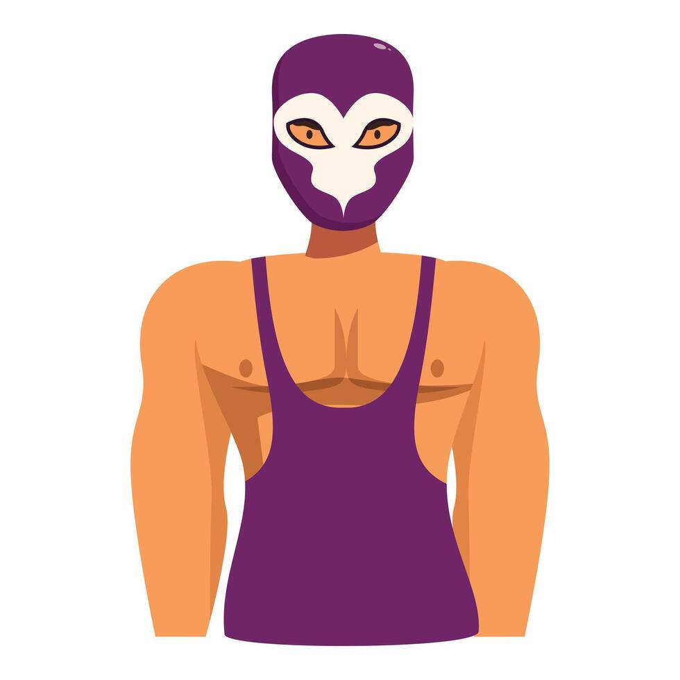 Strong luchador wrestler character posing wearing mask and singlet vector