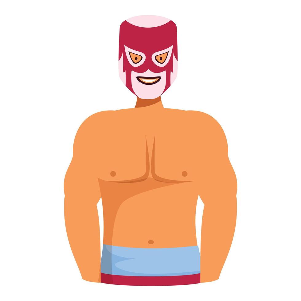 Strong luchador wearing red mask smiling at wrestling match vector