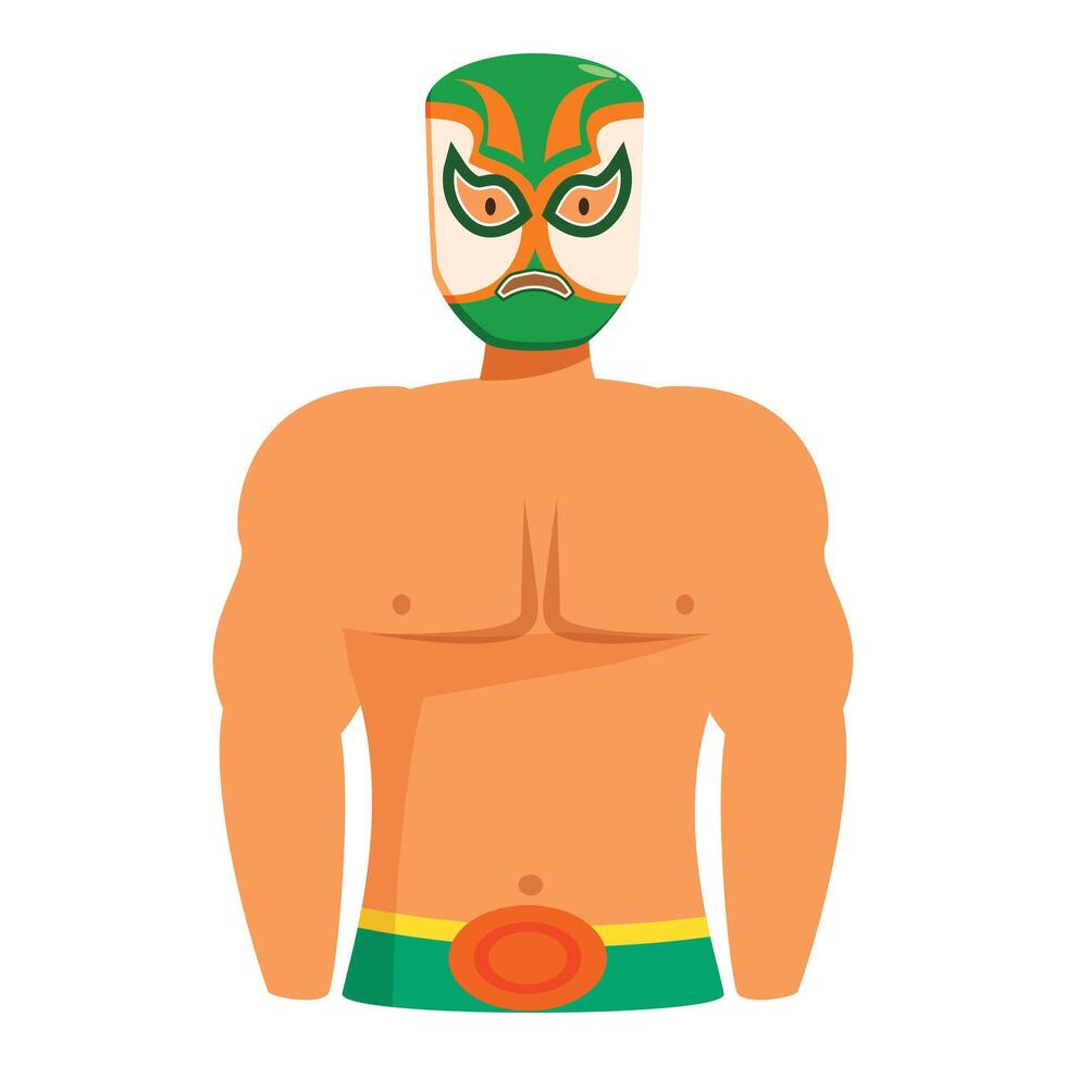 Strong luchador wearing colorful mask posing confidently vector