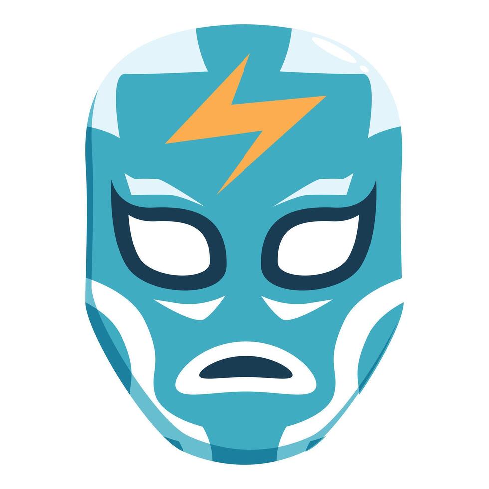 Blue luchador wrestling mask with lightning bolt vector