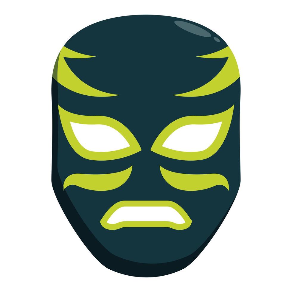 Lucha libre mask expressing anger with green details vector