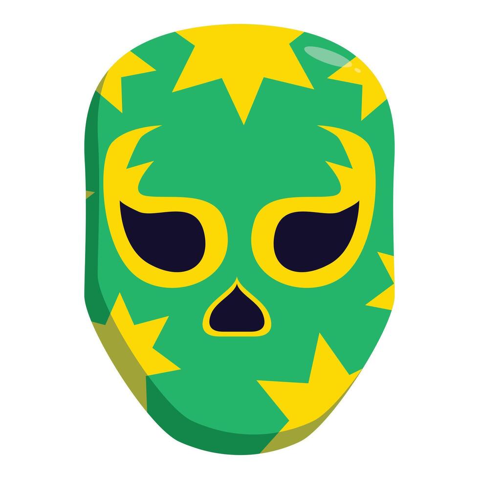 Green luchador mask with yellow pattern staring at you vector