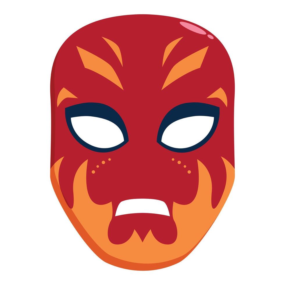 Red and orange mask showing a surprised expression vector