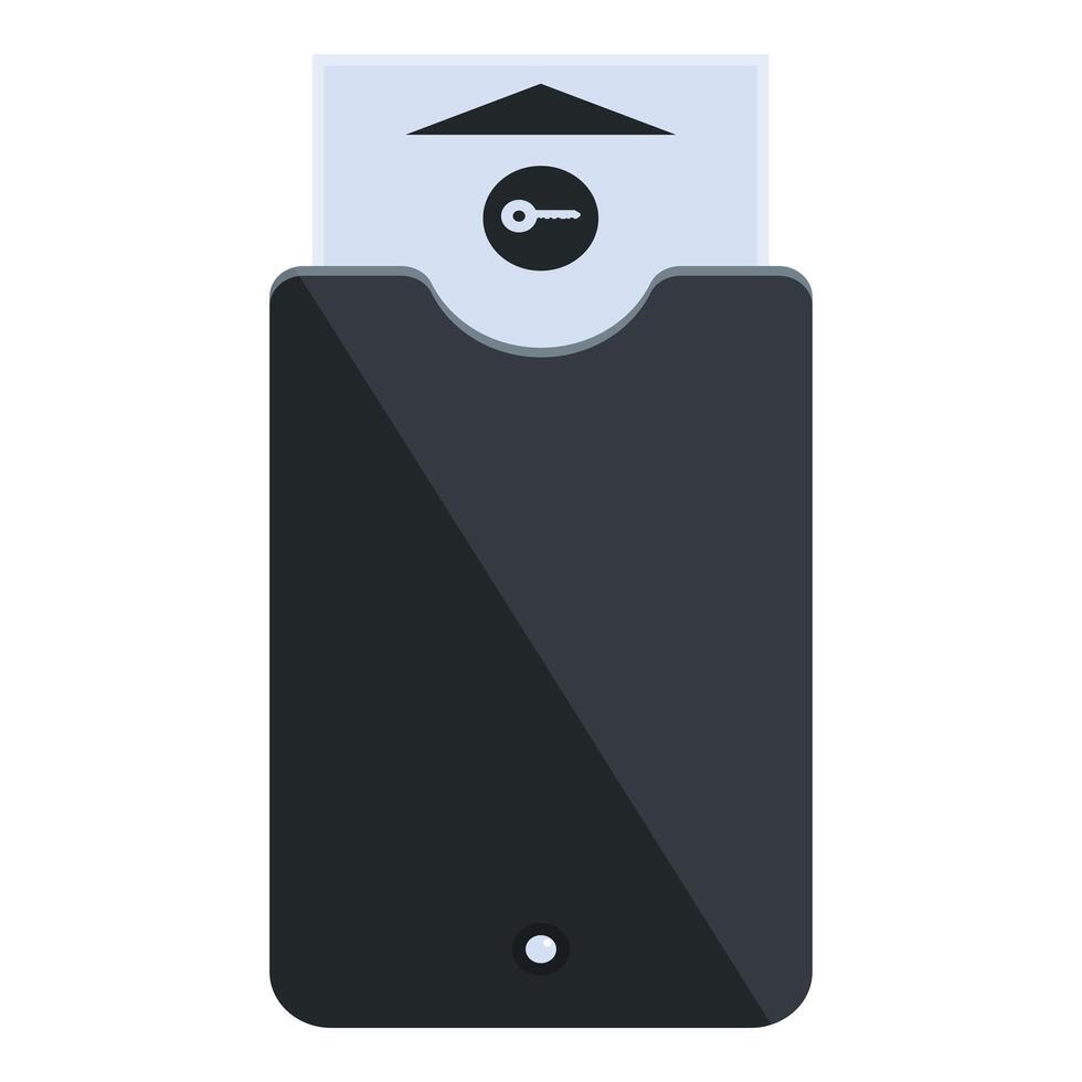 Electronic key card showing lock symbol for hotel room door security vector