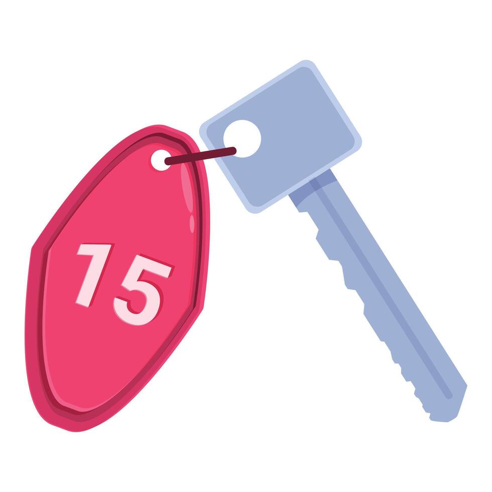 Hotel key with key fob showing number fifteen isolated on white background vector