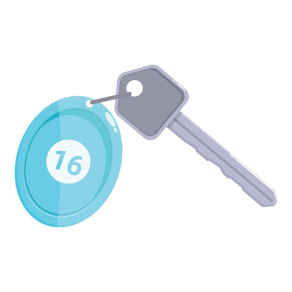 Blue hotel room key is hanging with a number tag vector