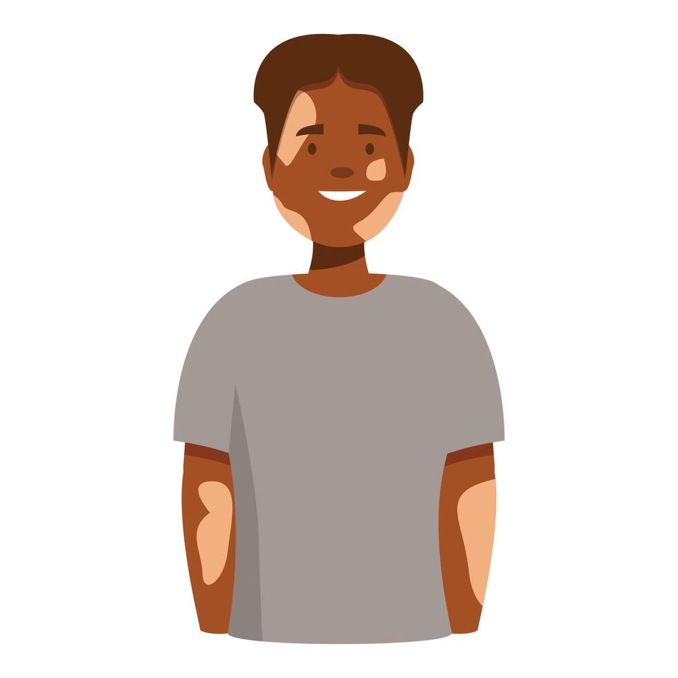 Young man with vitiligo smiling and spreading body positivity vector