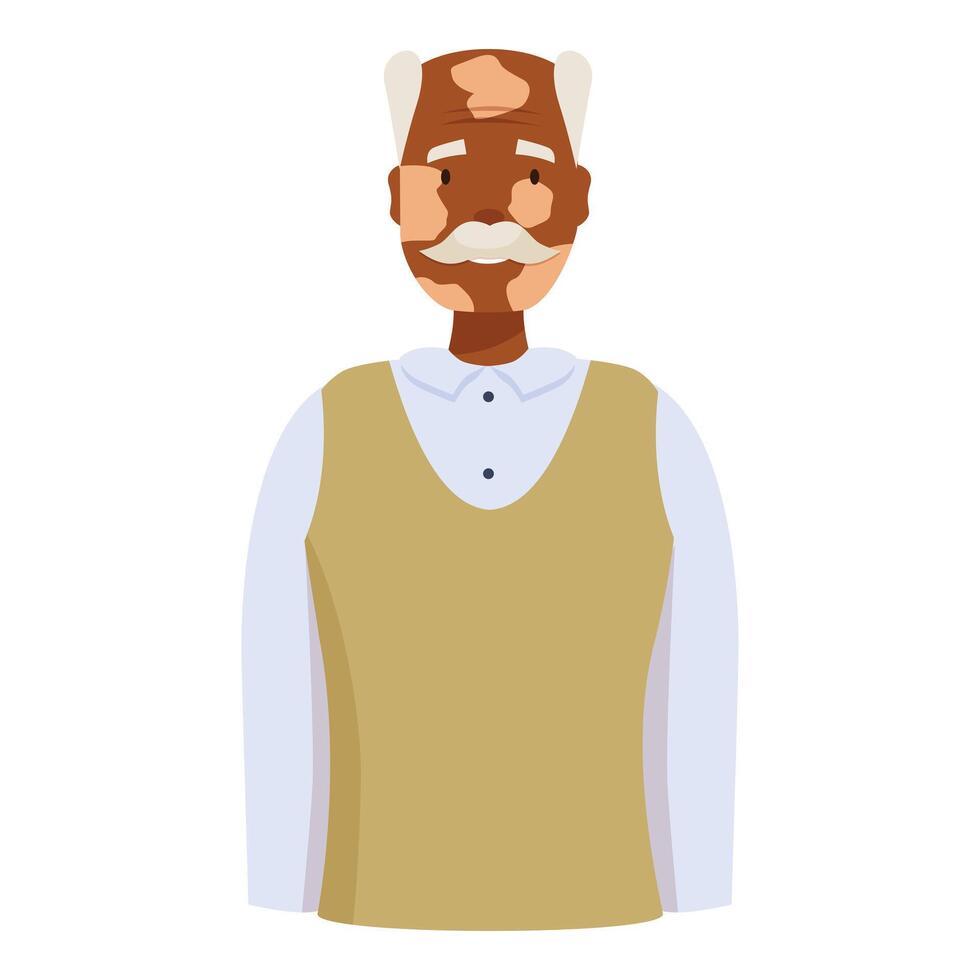 Senior black man with vitiligo smiling isolated on white background vector