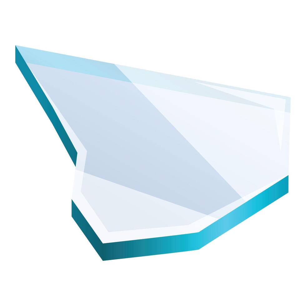 Sharp transparent piece of broken glass with blue edges vector