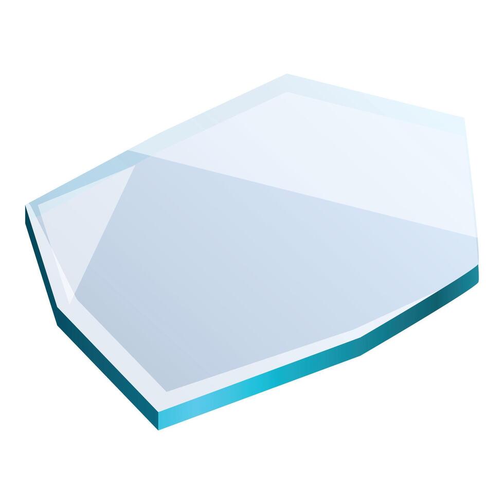 Piece of transparent broken glass is lying on white background vector