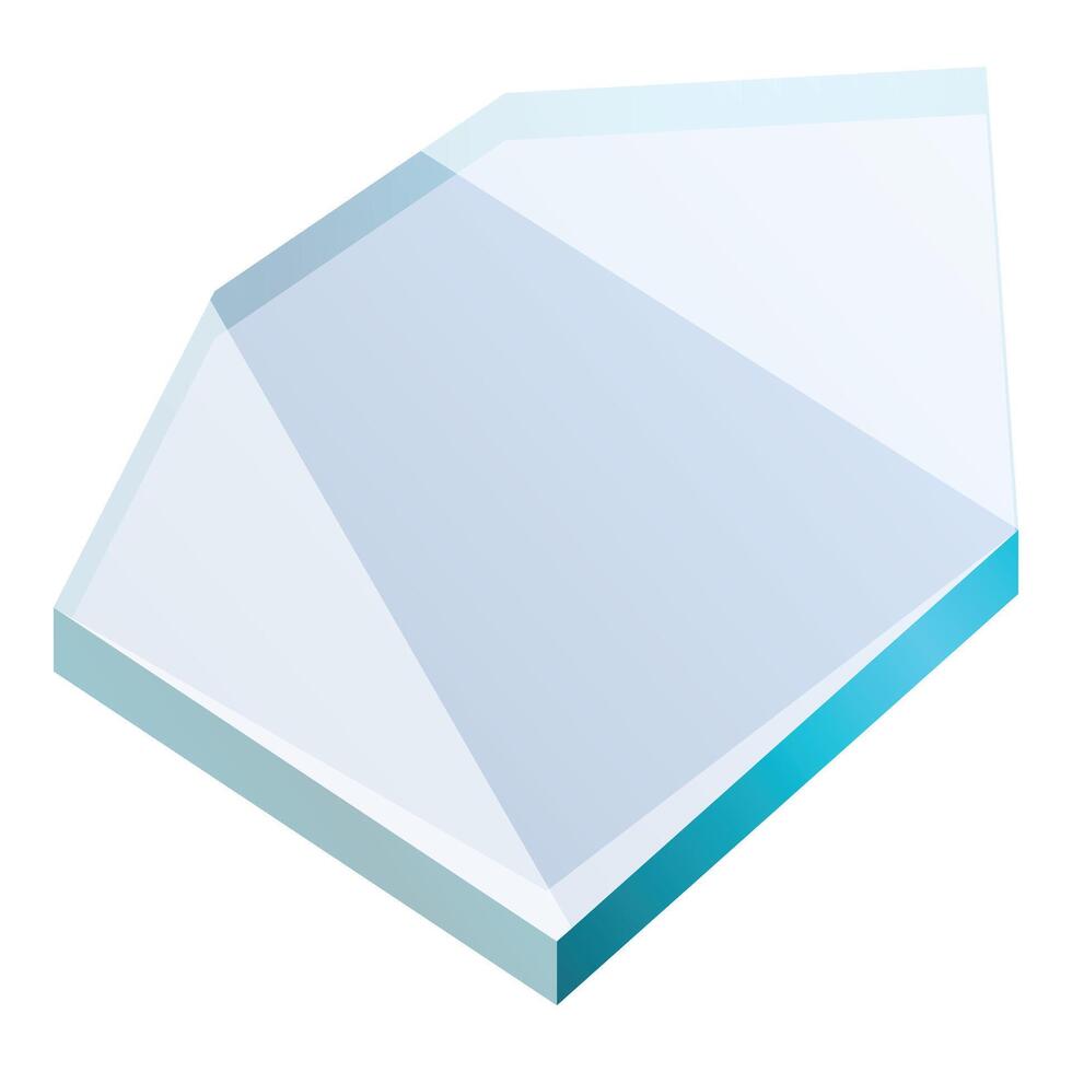 Hexagonal glass prism refracting light beams isometric icon vector