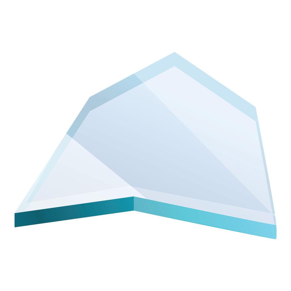 Transparent aqua edged geometric shape floating on white background vector