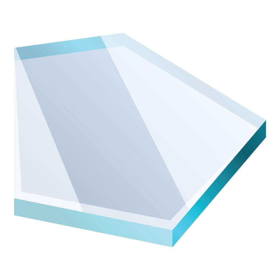 Hexagon shaped glass reflecting light with blue edges vector