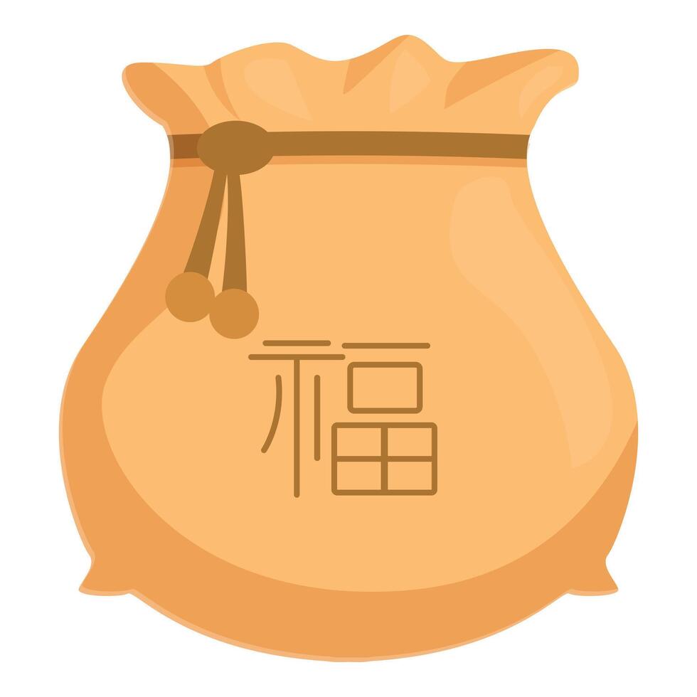 Full cloth bag with chinese character for wealth tied with rope vector